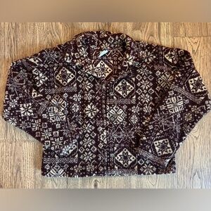 Vintage Fair Isle Shacket Size Medium Unisex Jacket Essentials Style Red EUC USA